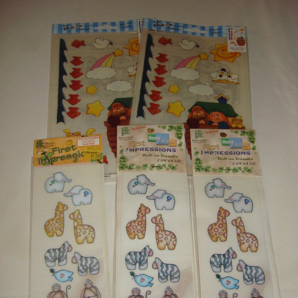 Vtg. NOAH'S ARK- ROYAL & LANGNICKEL -PROVO CRAFT Rub On Transfers RARE AND NIP